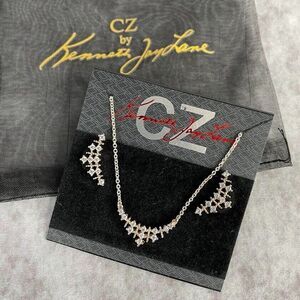 Kenneth Jay Lane Pave Mesh Earrings and Necklace Set 3 Piece Jewelry Set NEW!